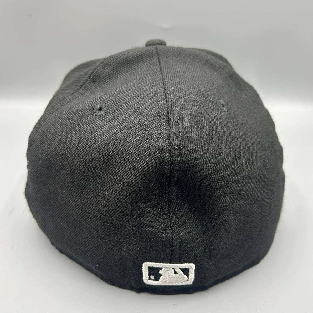 New York Mets Hat Men 7 1/2 Black Embroidered 59Fifty New Era Fitted Cap Wool